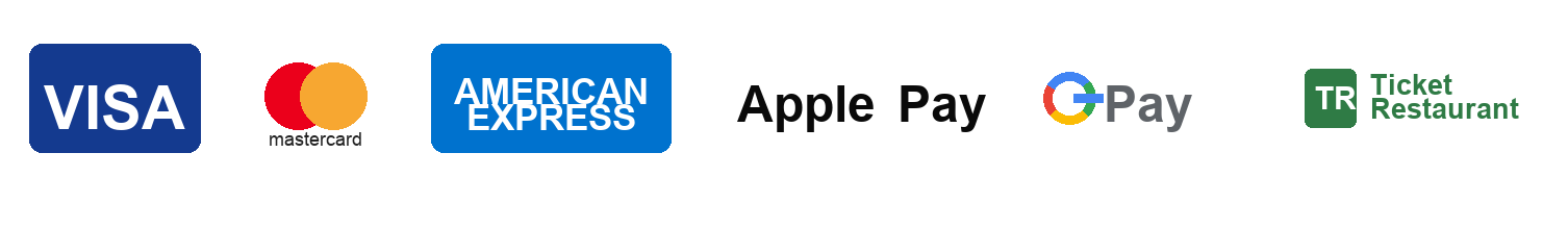 Moyens de paiement acceptés : Visa, Mastercard, American Express, Apple Pay, Google Pay et Ticket Restaurant