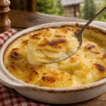 Portion de gratin dauphinois aux pommes de terre fondantes