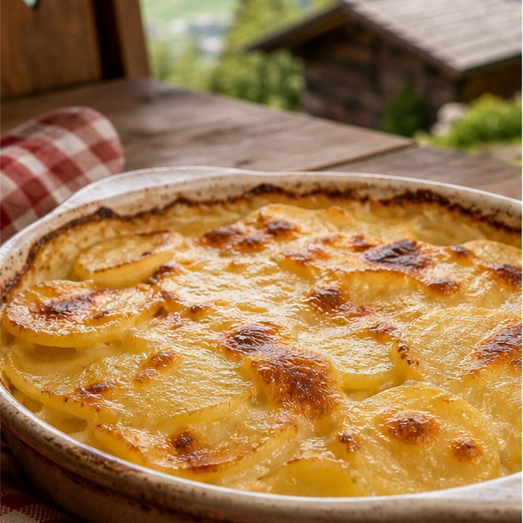 Gratin dauphinois maison dans un plat rustique