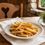 Assiette de frites fraîches servie au restaurant Au P'tit Chênex