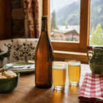 Bière artisanale blanche 75cl présenté au restaurant Au P'tit Chênex