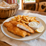 Fish & Chips servi au restaurant Au P'tit Chênex