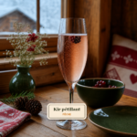 Kir pétillant pêche présenté au restaurant Au P'tit Chênex