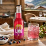 Yaute Limonade Bio myrtille servie au restaurant Au P'tit Chênex